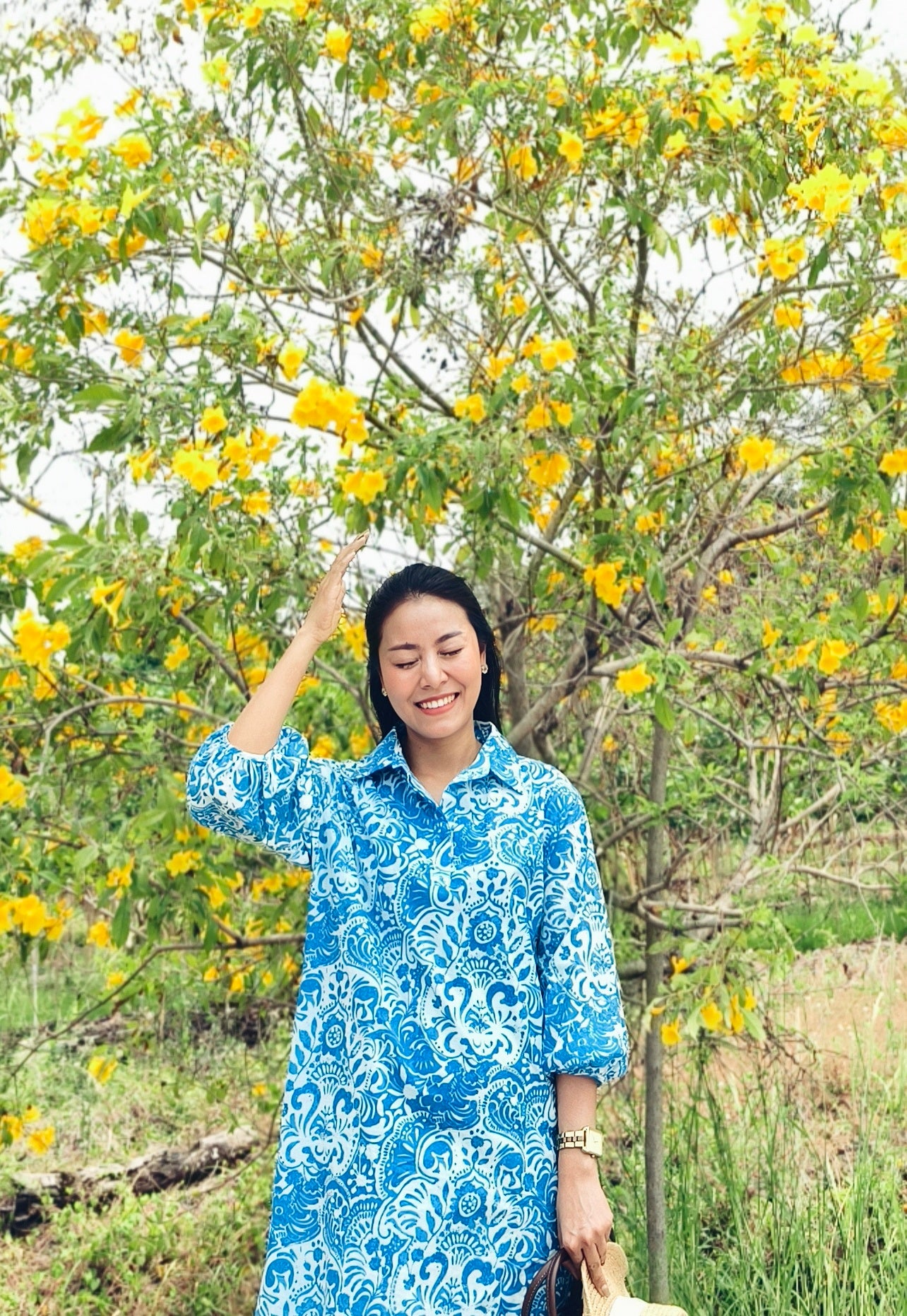 DressShirt - ฟ้าดอกขาว