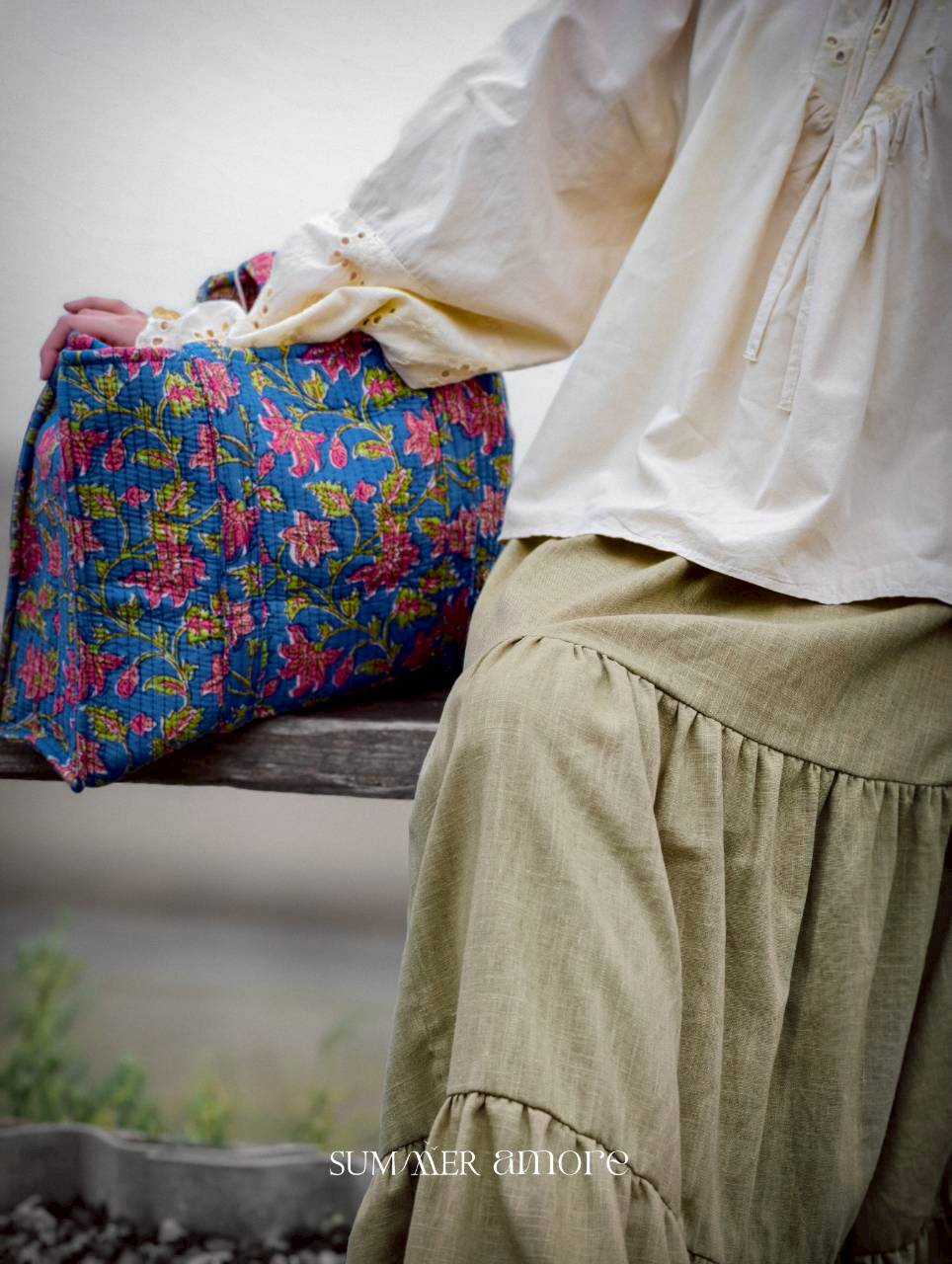 กระโปรง3ชั้น Delhi #22 - Linen เขียวอ่อน