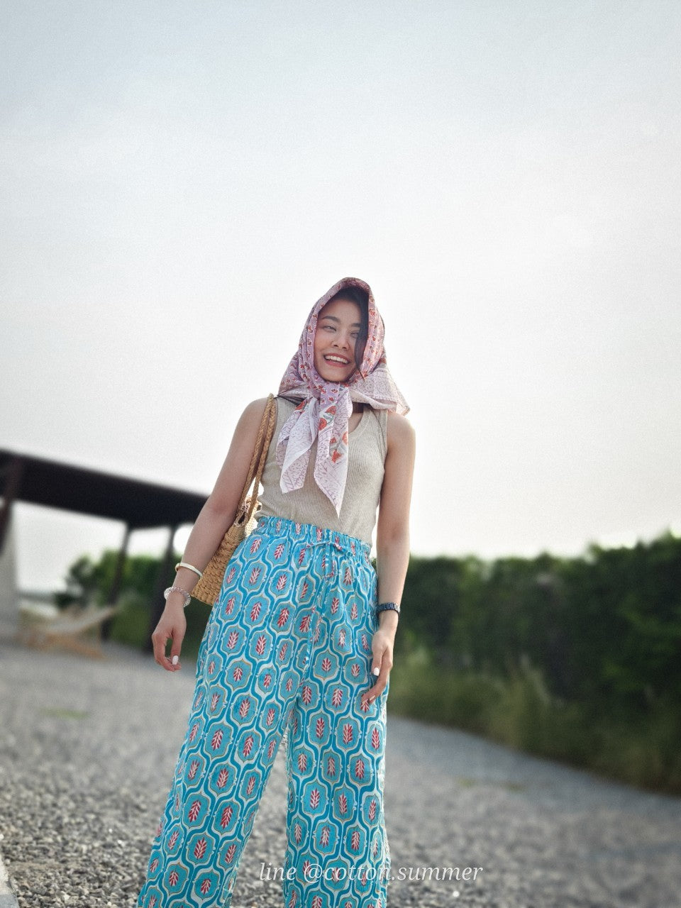 กางเกง cotton india - #12 ฟ้าเหลี่ยม