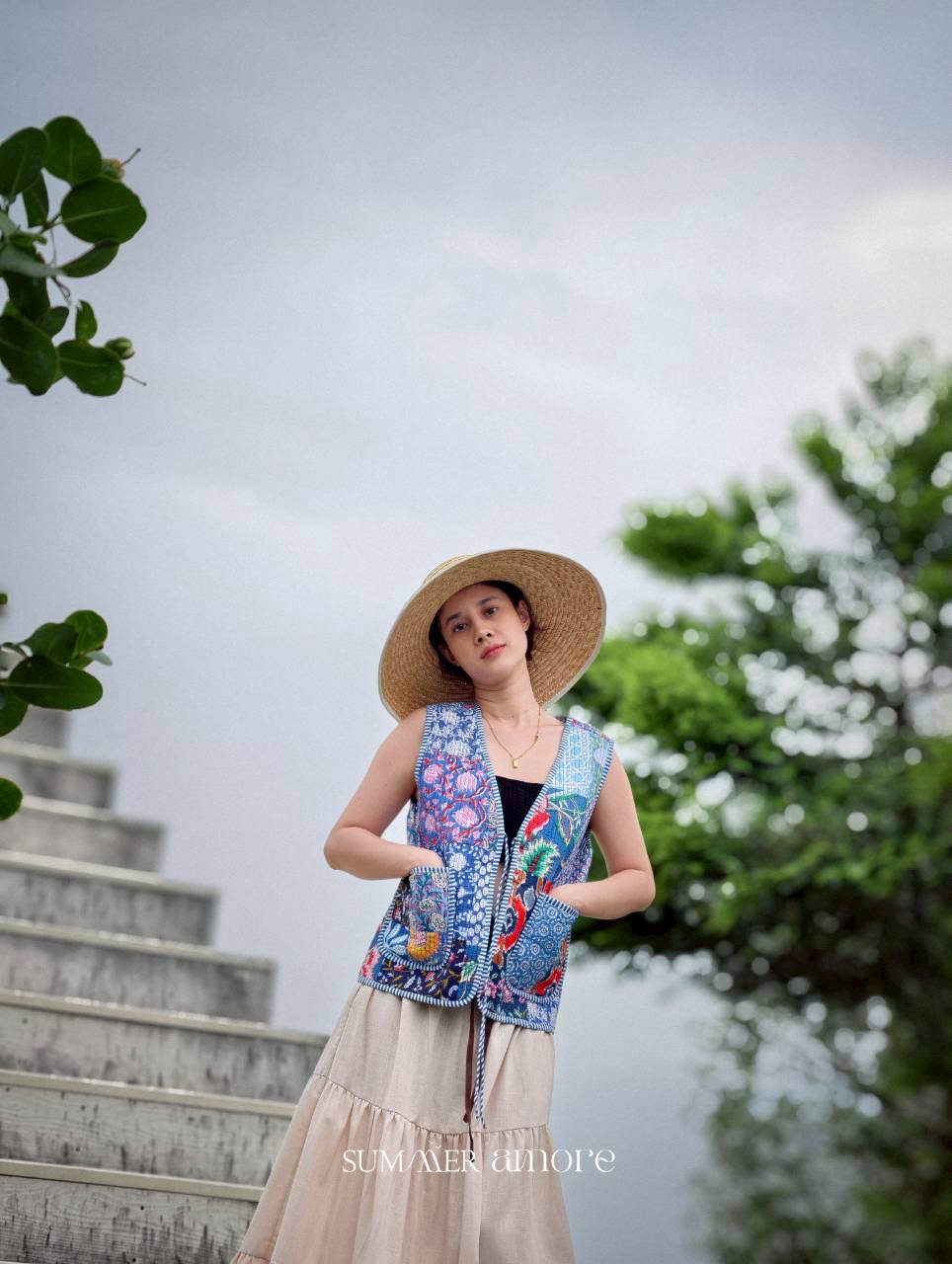 เสื้อกั๊ก ( Patchwork) Tata vest #น้ำเงิน LF-25