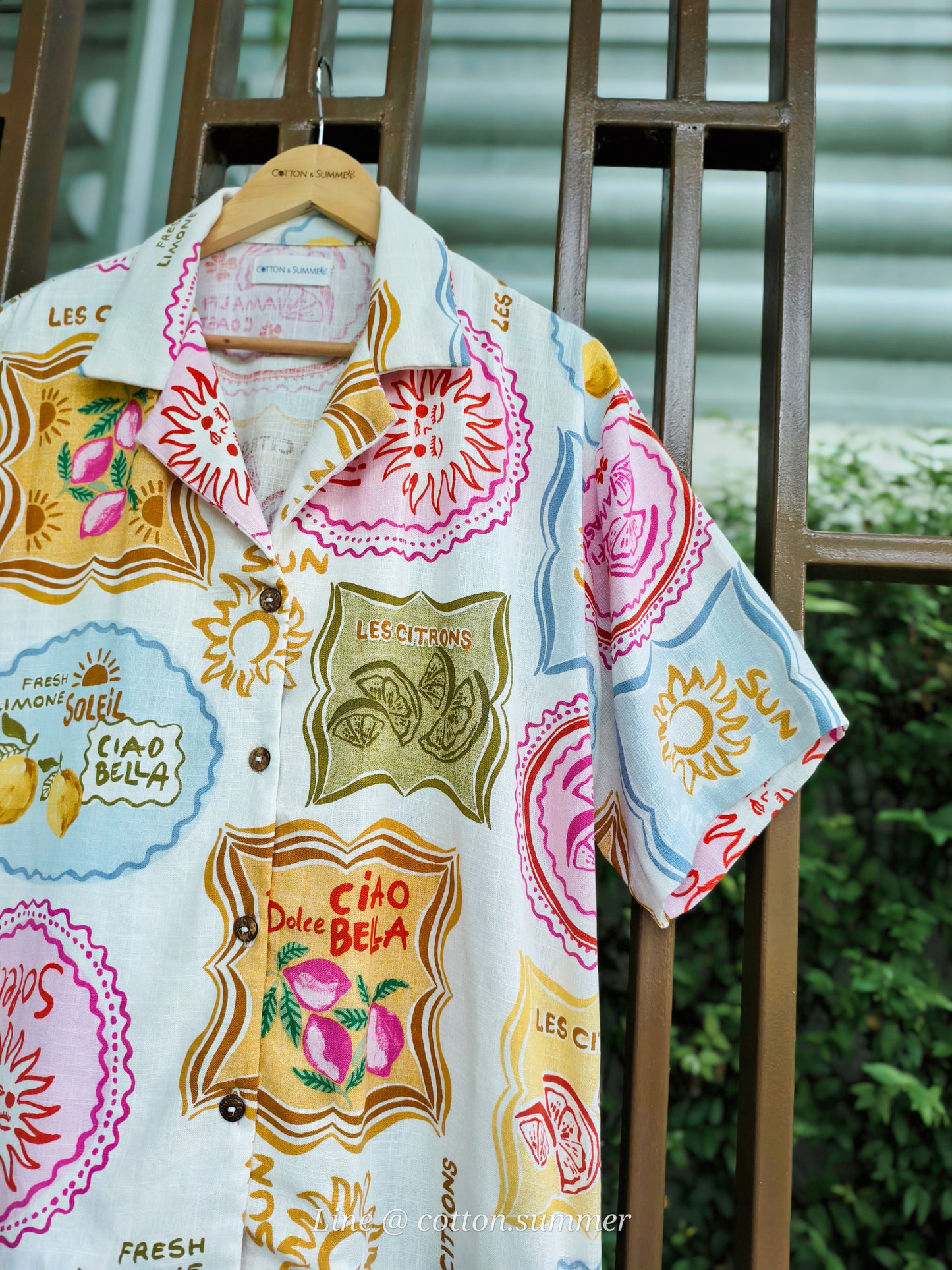 เสื้อฮาวาย ชะคราม (Chakram) #09 ฟรุตตี้-ผ้าลินิน