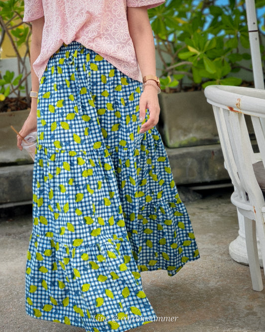 กระโปรง 3 ชั้นเดลี (Delhi) #20 - น้ำเงิน Navy Lemon