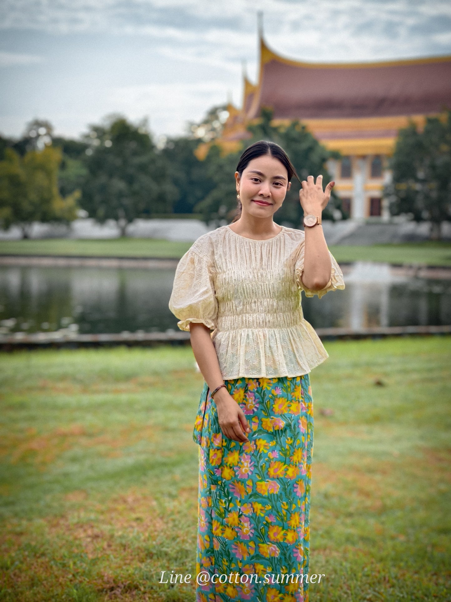 ผ้าถุงป้ายราศี (Rasee) #69-เขียวอมเหลืองSummer