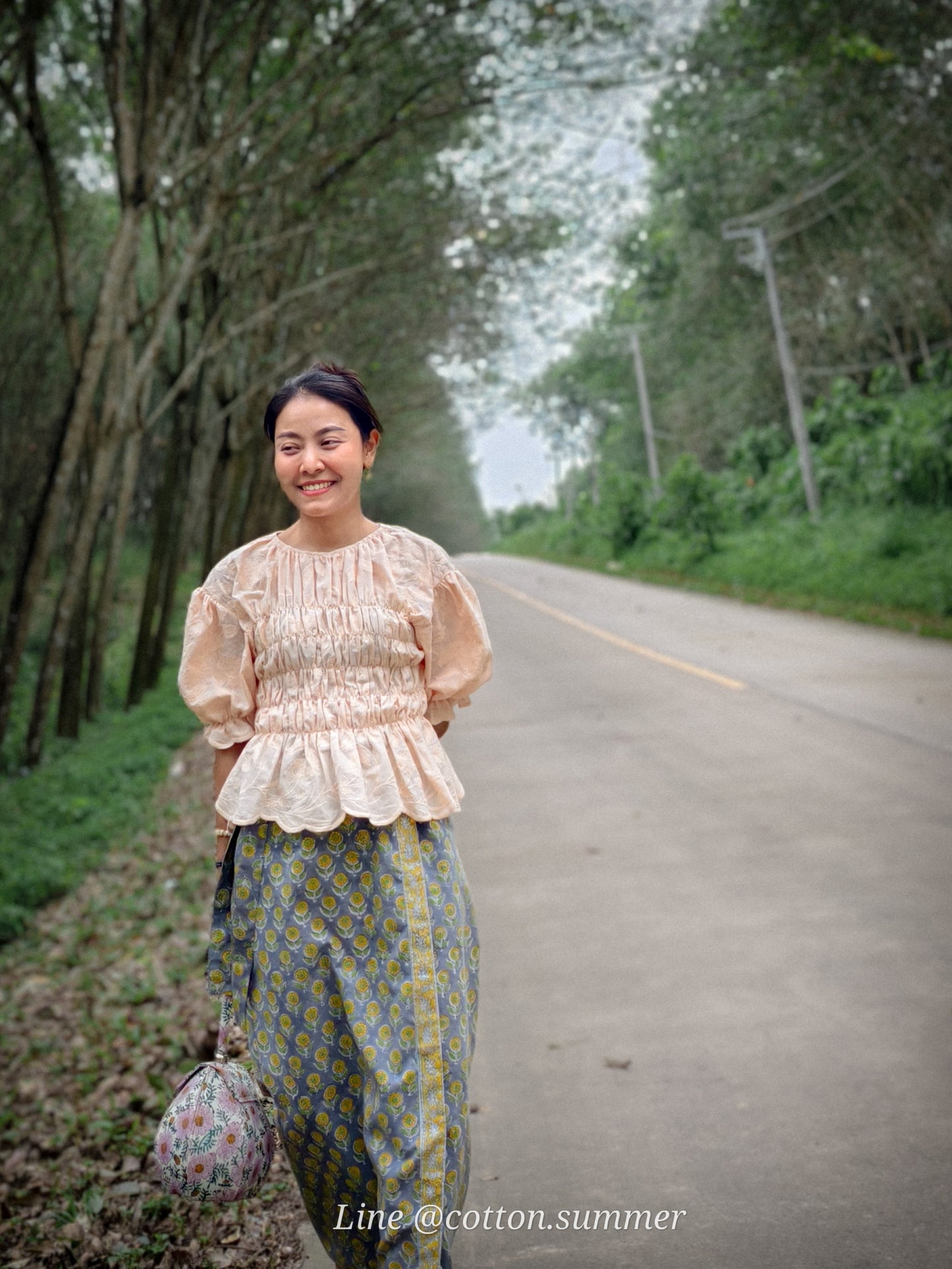 ผ้าถุงป้ายราศี (Rasee) #68-ม่วงทานตะวัน