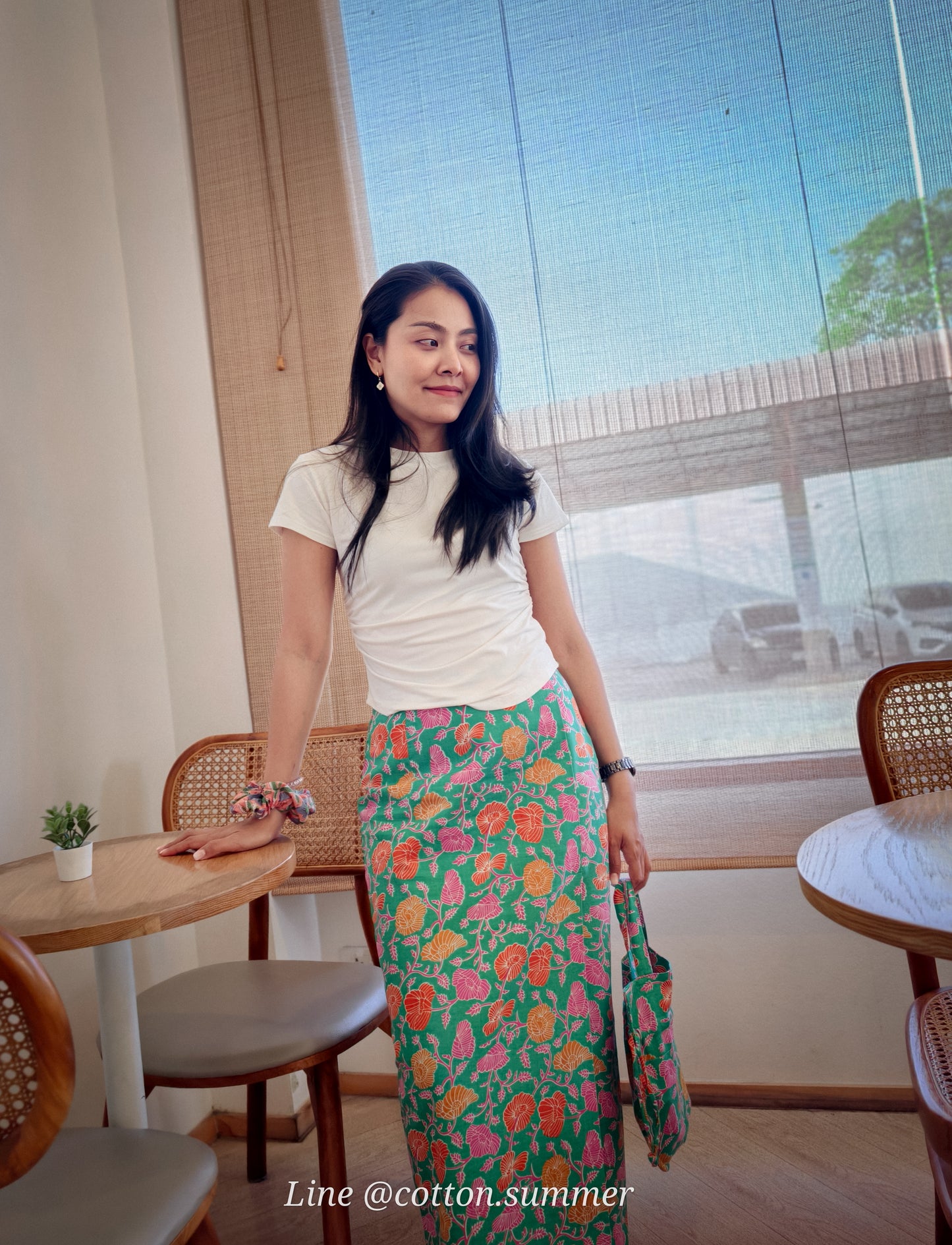 🥻ผ้าถุงสำเร็จ บุหรง (Bhurong)  #28-เขียวนนทรี