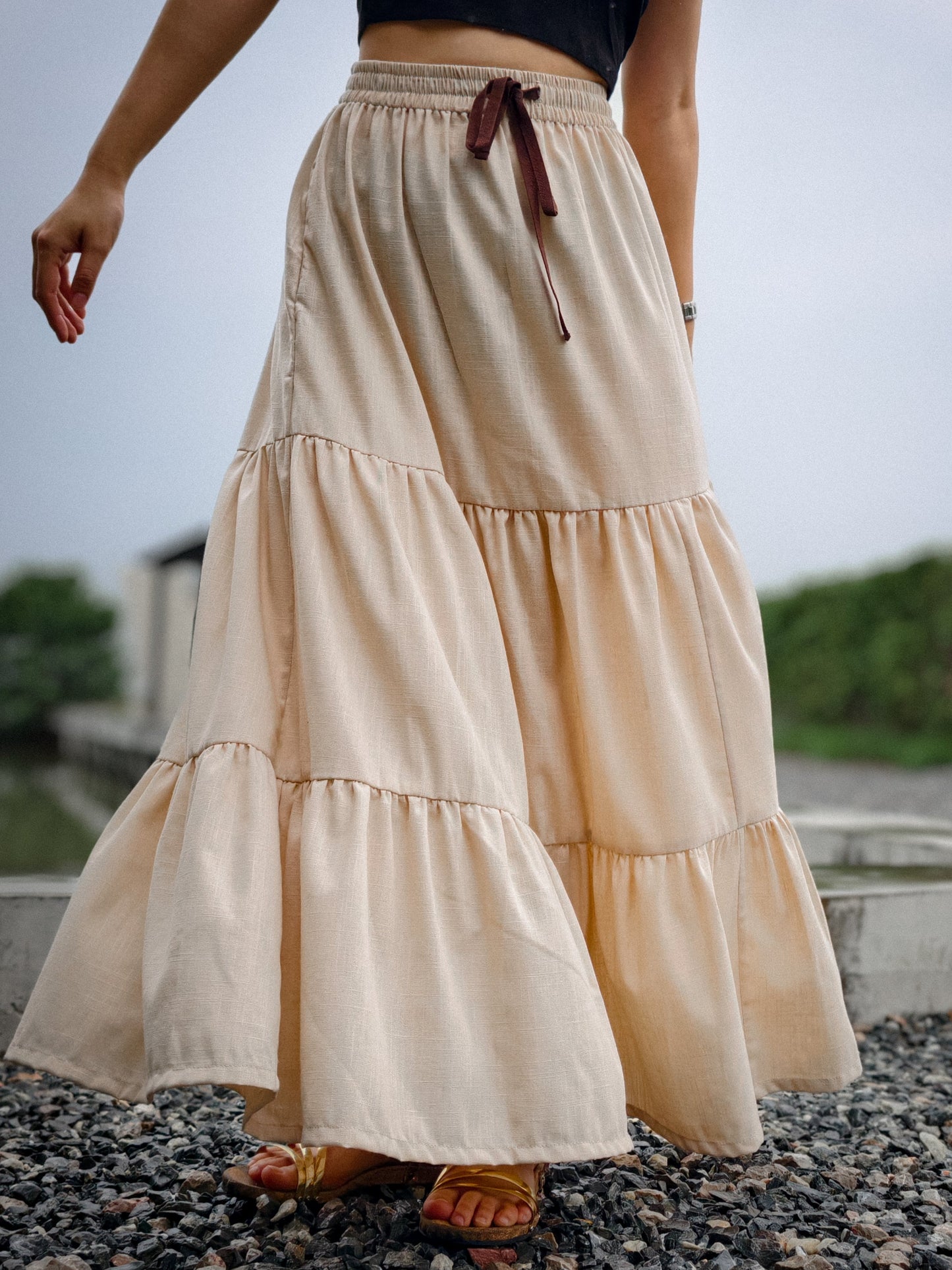 กระโปรง 3 ชั้นเดลี (Delhi) #26 - Linen Cream