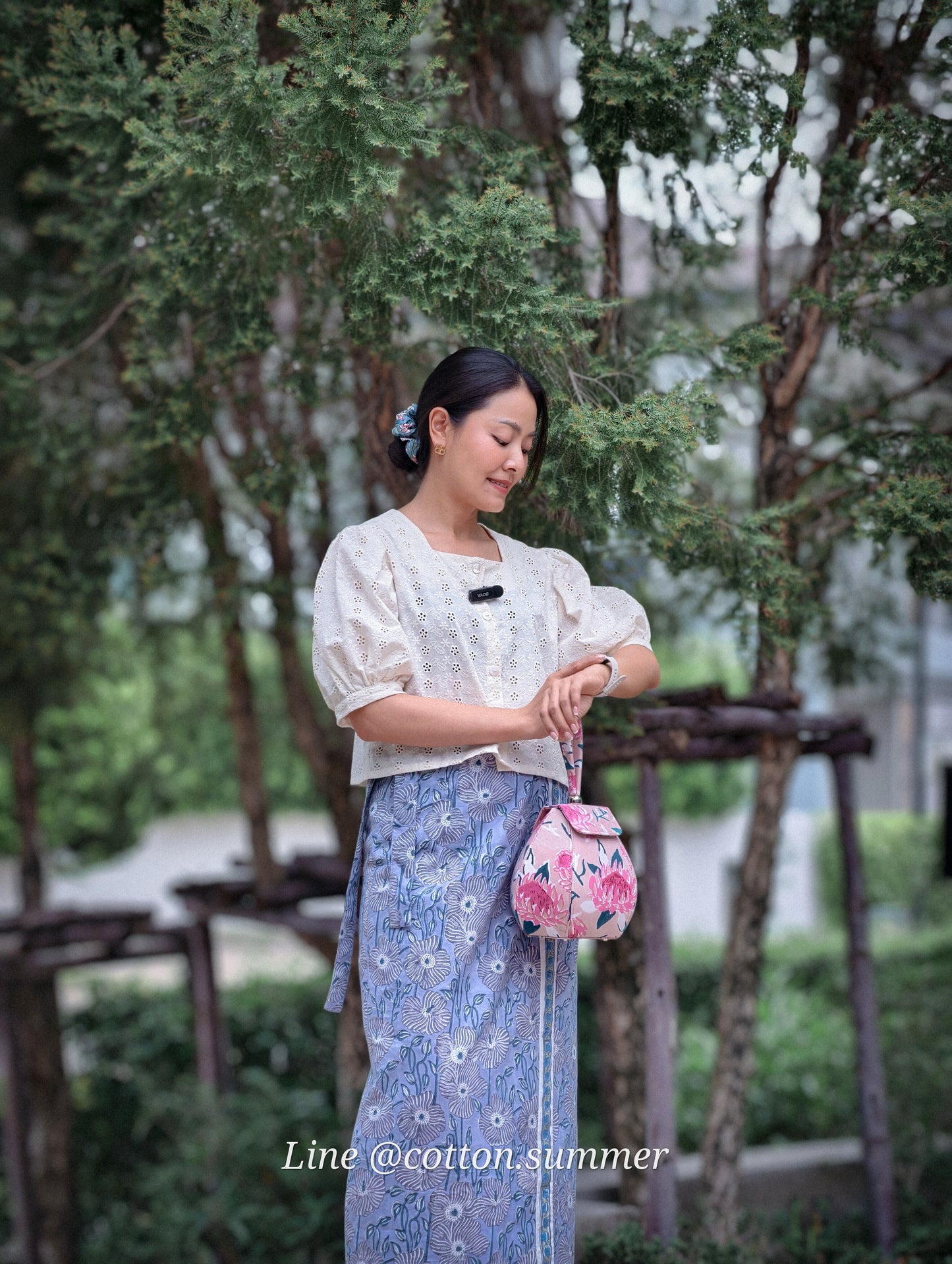 ผ้าถุงป้ายราศี (Rasee) #75-ฟ้าอ่อนอมเทาราชินี