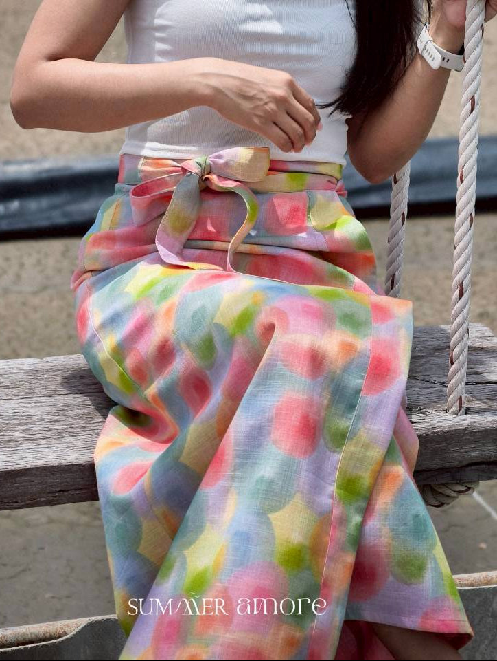 ผ้าถุงป้ายราศี ผ้าลินิน (Rasee) #02 ชมพู Pastel Ballon