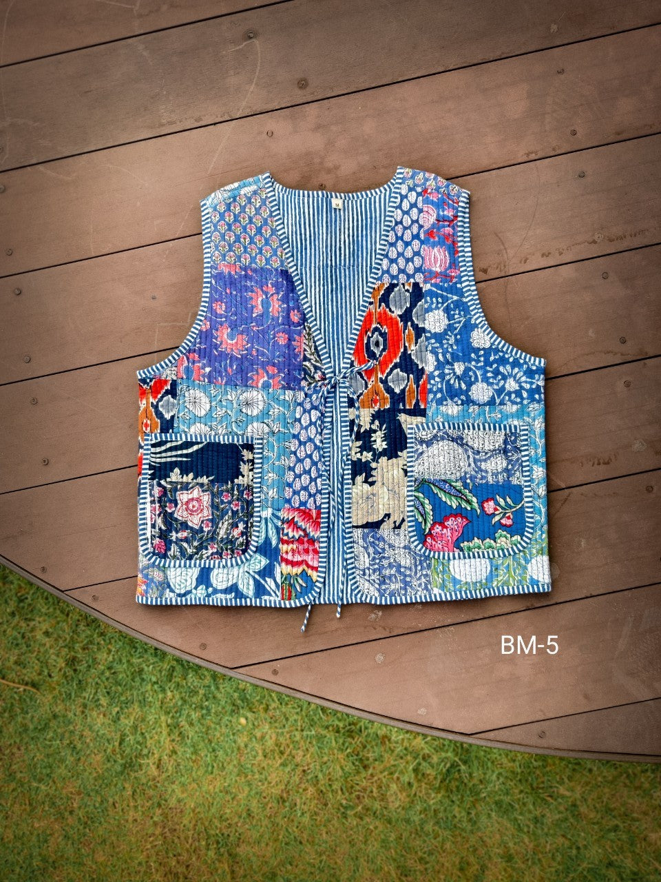 เสื้อกั๊ก ( Patchwork) Tata vest #น้ำเงิน BM-5