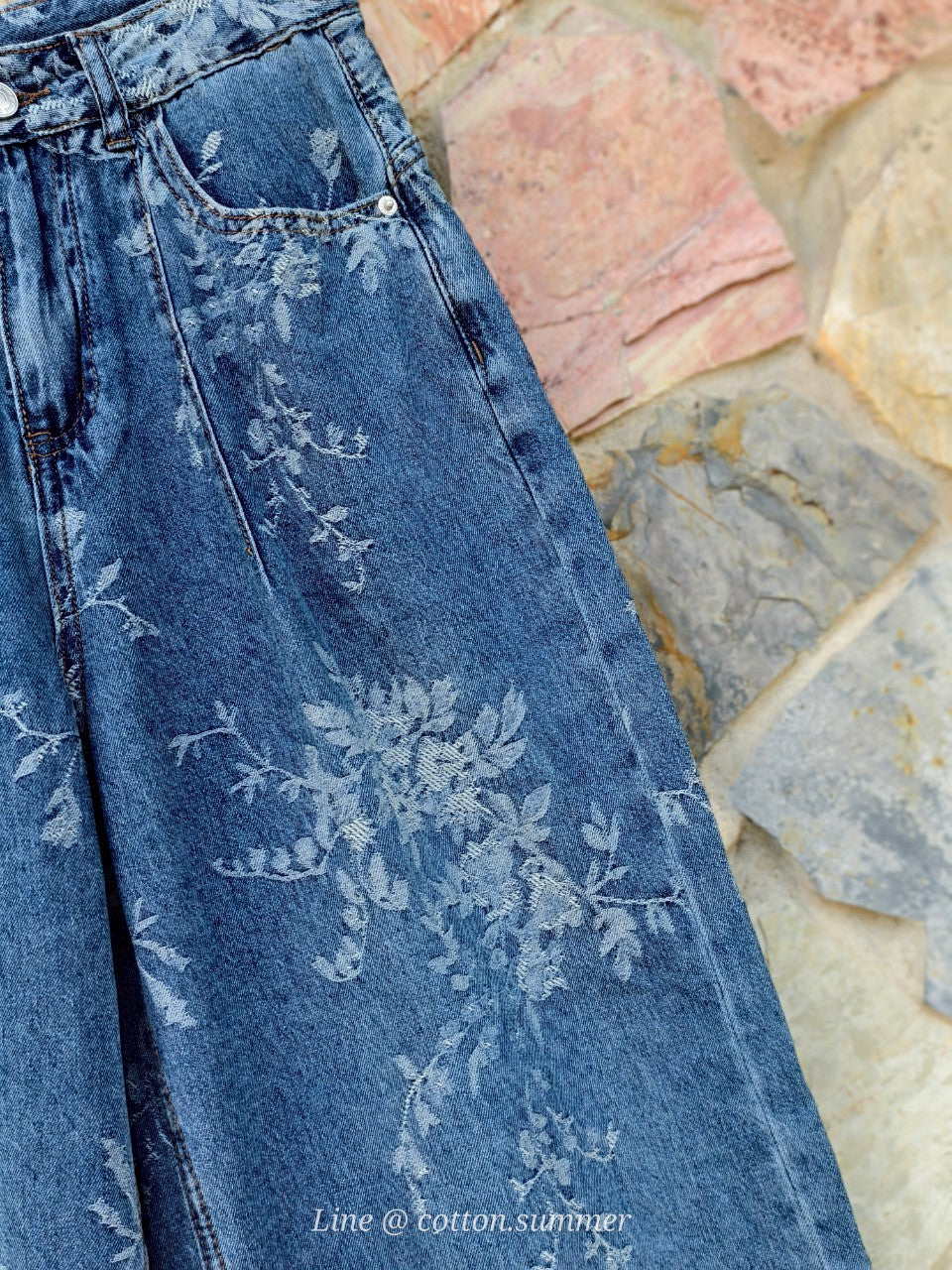 กางเกงยีนส์ (Jean Pants ) #02-สีเข้มทอลาย