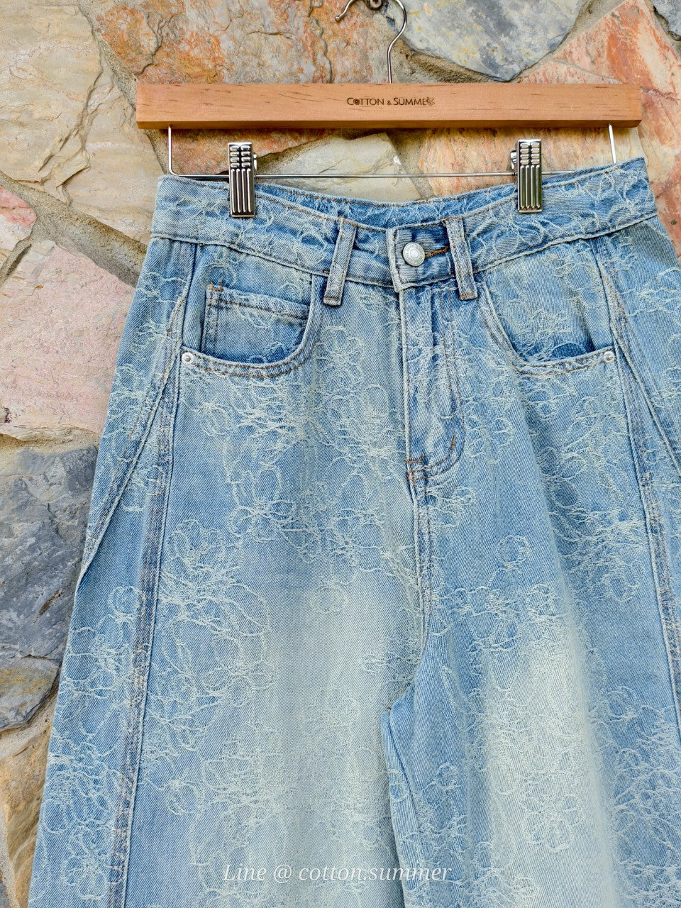 กางเกงยีนส์ (Jean Pants) #03-สีอ่อนทอลาย