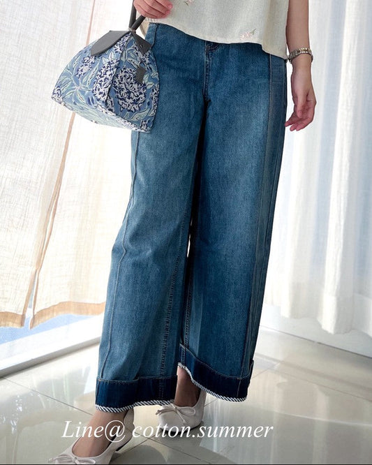 กางเกงยีนส์ (Jean Pants) #01-สีเข้ม ปลายขาพับ