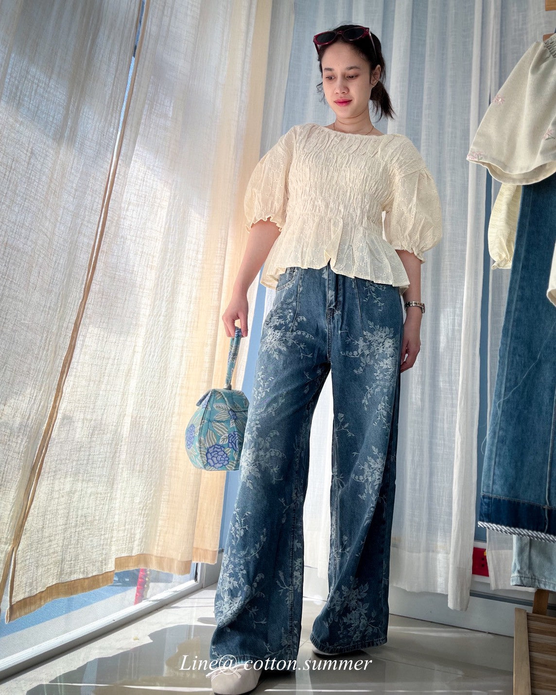 กางเกงยีนส์ (Jean Pants ) #02-สีเข้มทอลาย