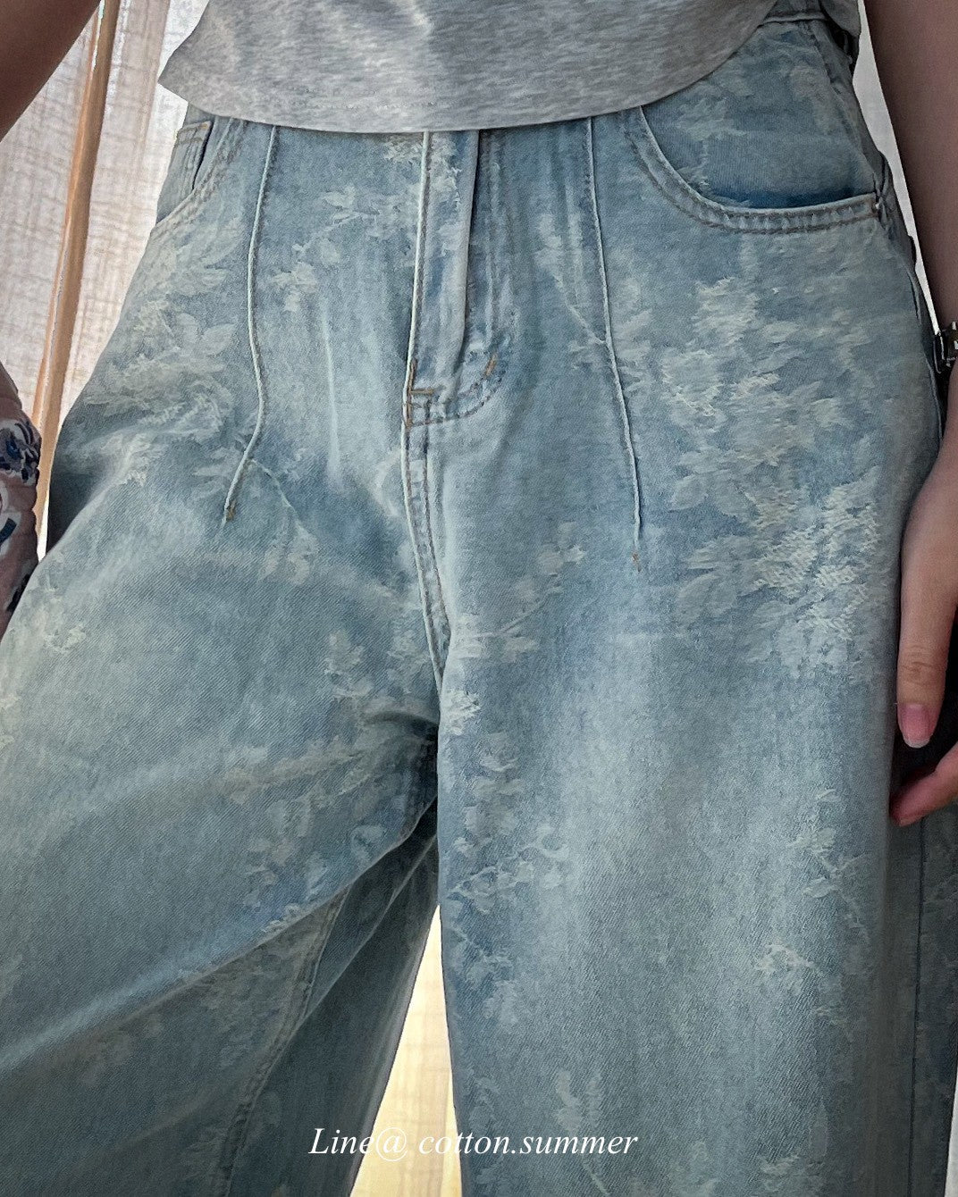 กางเกงยีนส์ (Jean Pants) #03-สีอ่อนทอลาย