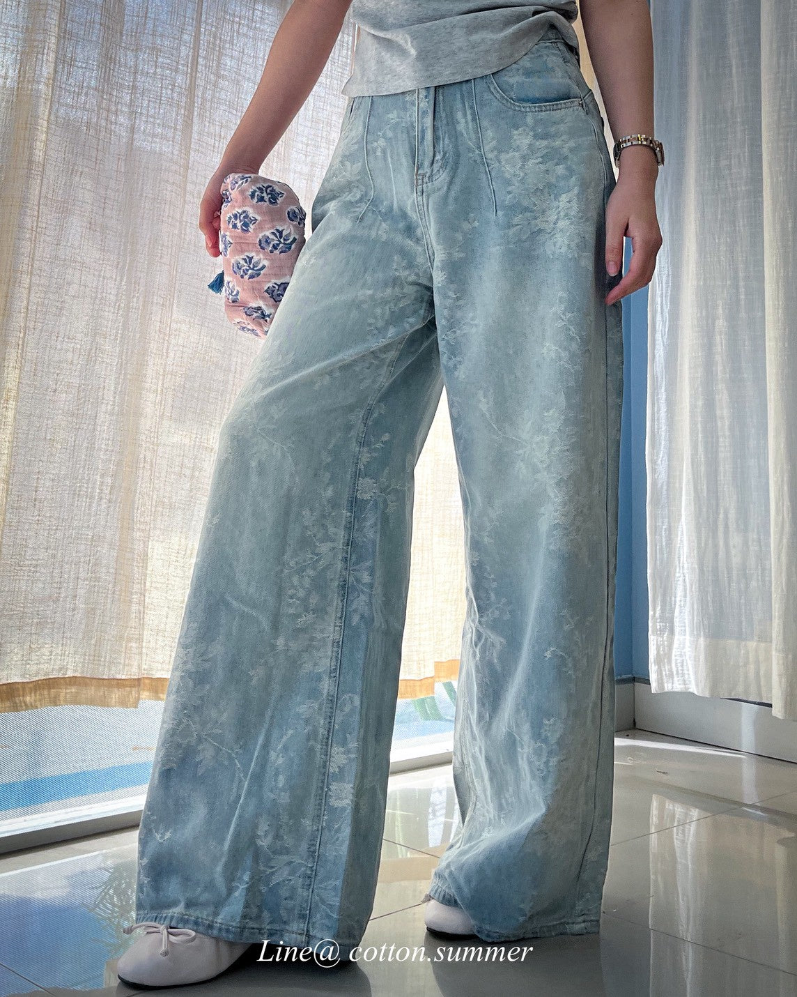 กางเกงยีนส์ (Jean Pants) #03-สีอ่อนทอลาย