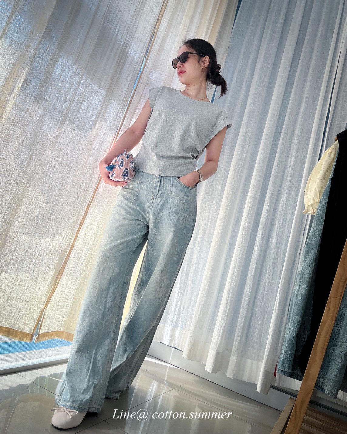 กางเกงยีนส์ (Jean Pants) #03-สีอ่อนทอลาย