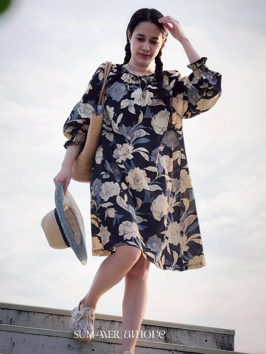 เดรสแขนยาวกะทิ (Kati) #02-ดำDark Navy