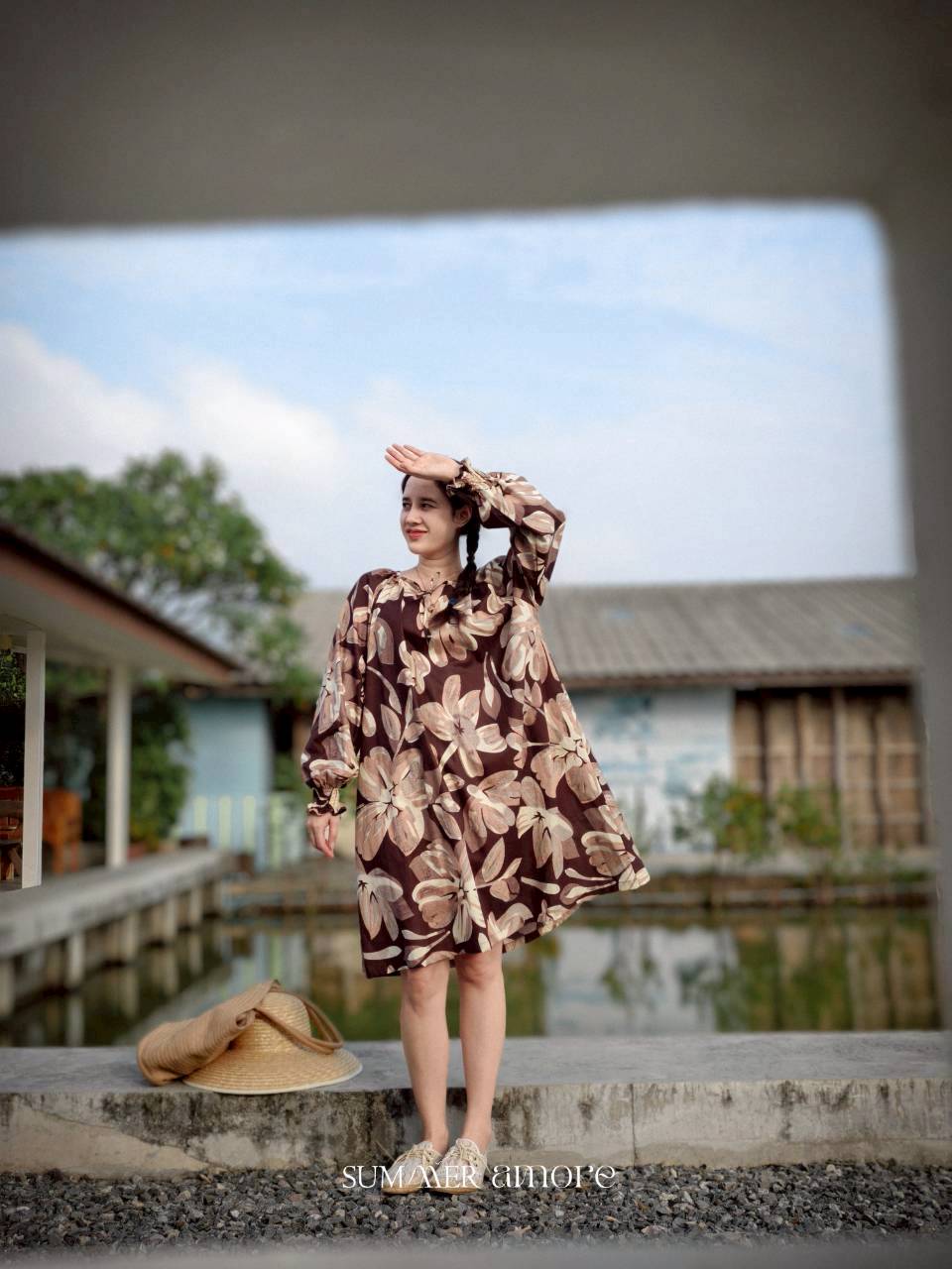 เดรสแขนยาวกะทิ (Kati) #01-น้ำตาลCaramel