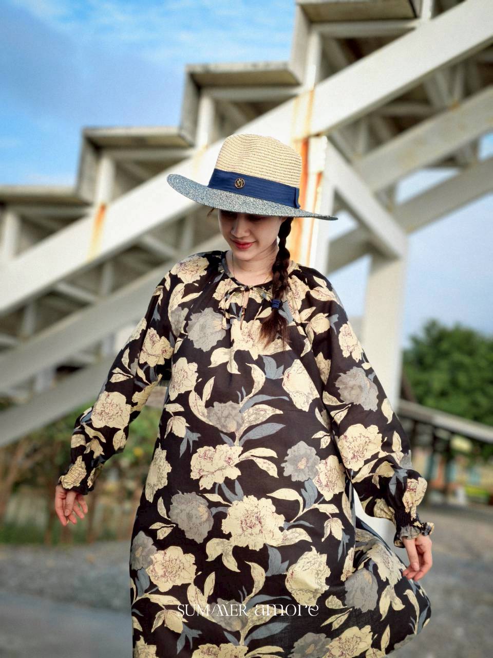 เดรสแขนยาวกะทิ (Kati) #02-ดำDark Navy
