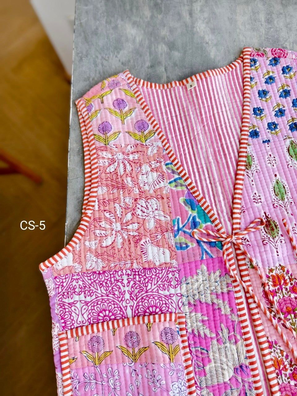 เสื้อกั๊ก ( Patchwork) Tata vest #ชมพู CS-5