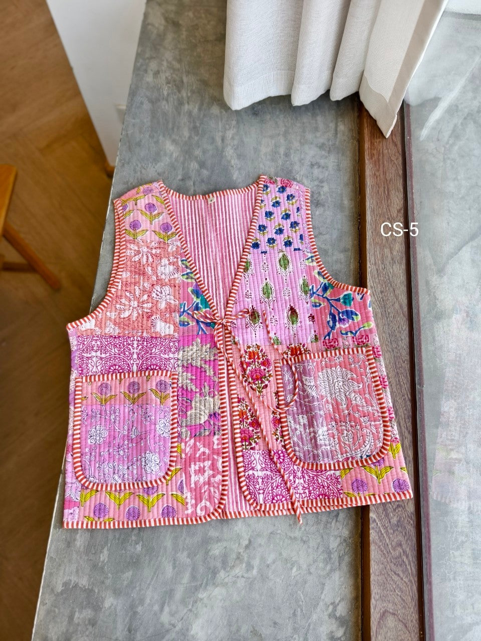 เสื้อกั๊ก ( Patchwork) Tata vest #ชมพู CS-5