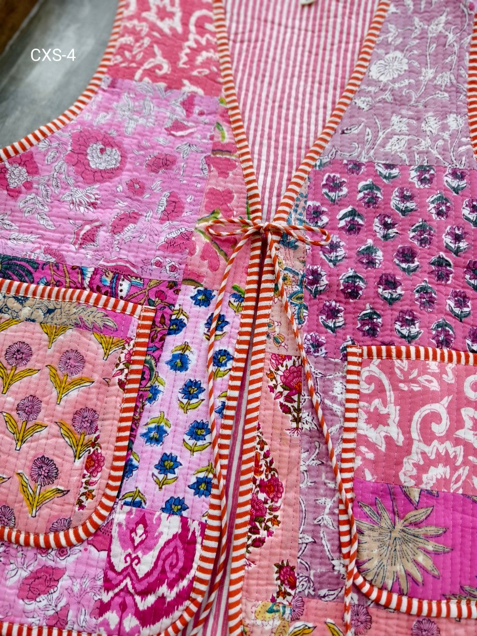 เสื้อกั๊ก ( Patchwork) Tata vest #ชมพู CXS-4