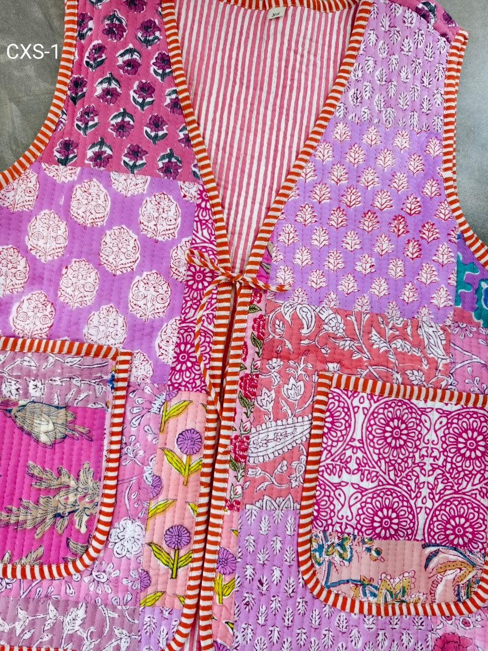 เสื้อกั๊ก ( Patchwork) Tata vest #ชมพู CXS-1