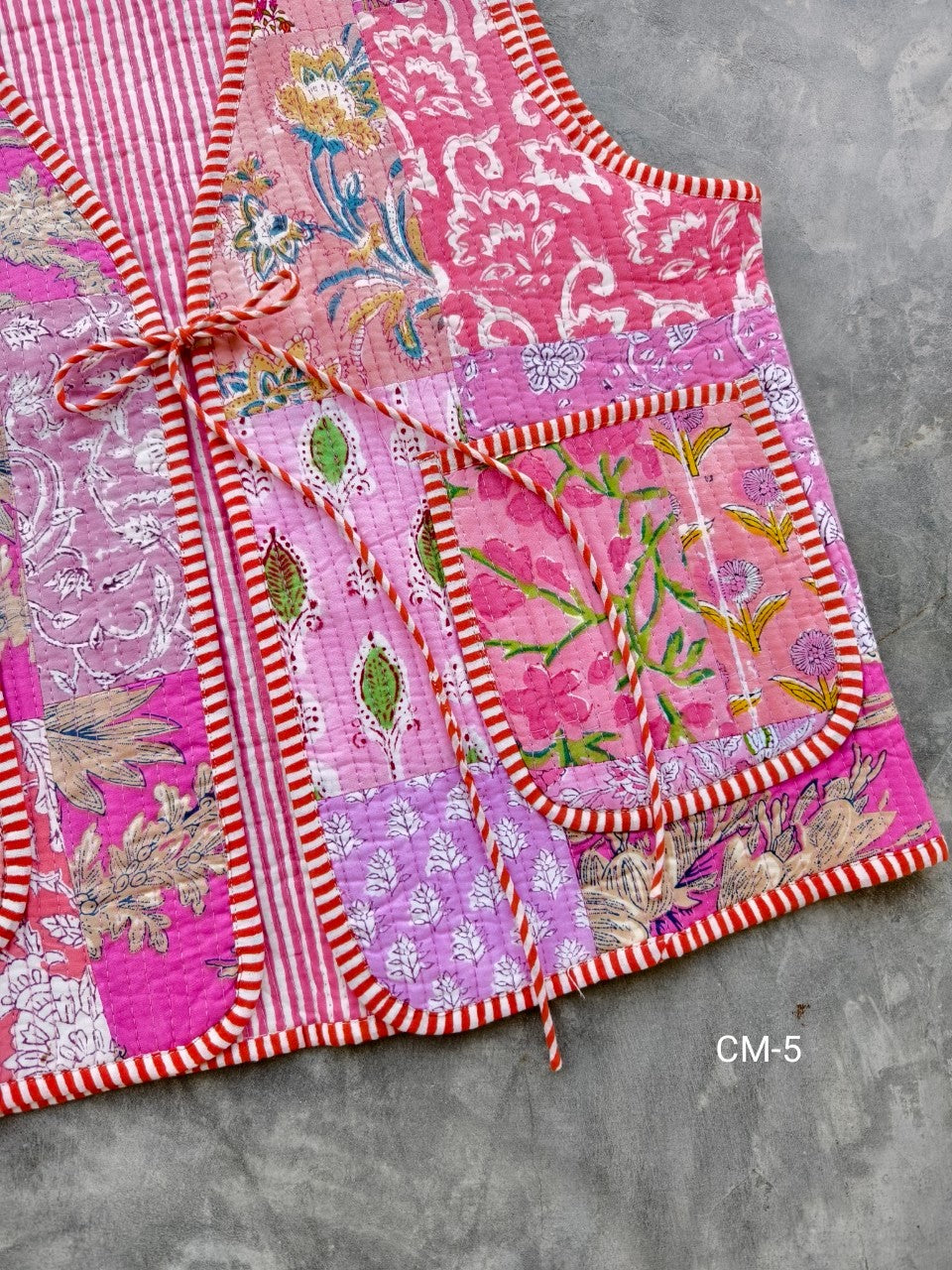 เสื้อกั๊ก ( Patchwork) Tata vest #ชมพู CM-5