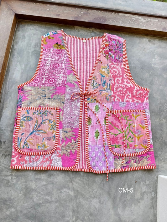 เสื้อกั๊ก ( Patchwork) Tata vest #ชมพู CM-5