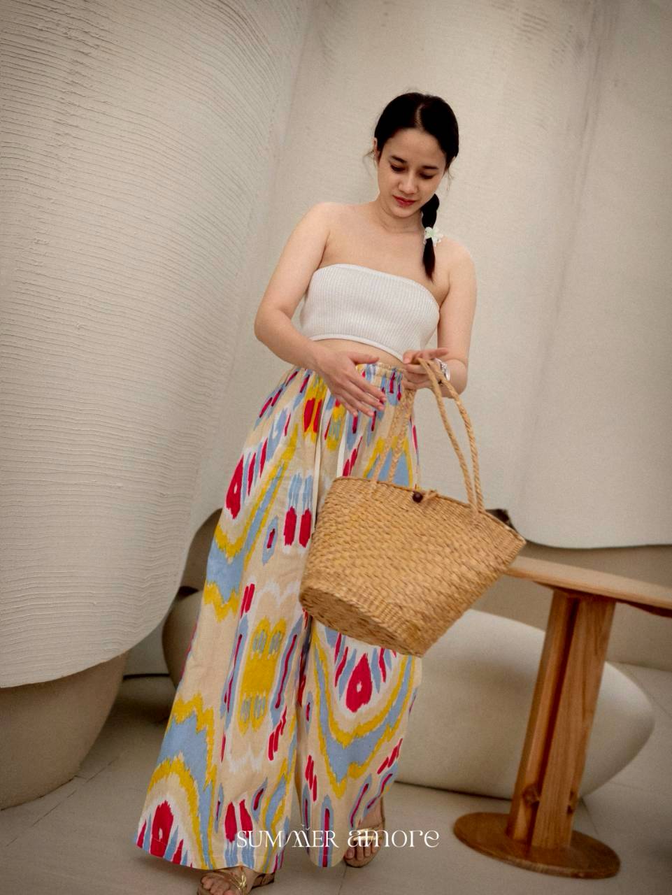 กางเกงเมษา (Mesa pants) #18 Ikat Beige