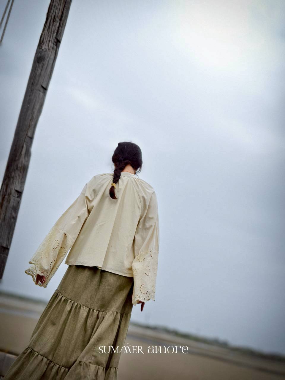 กระโปรง3ชั้น Delhi #22 - Linen เขียวอ่อน