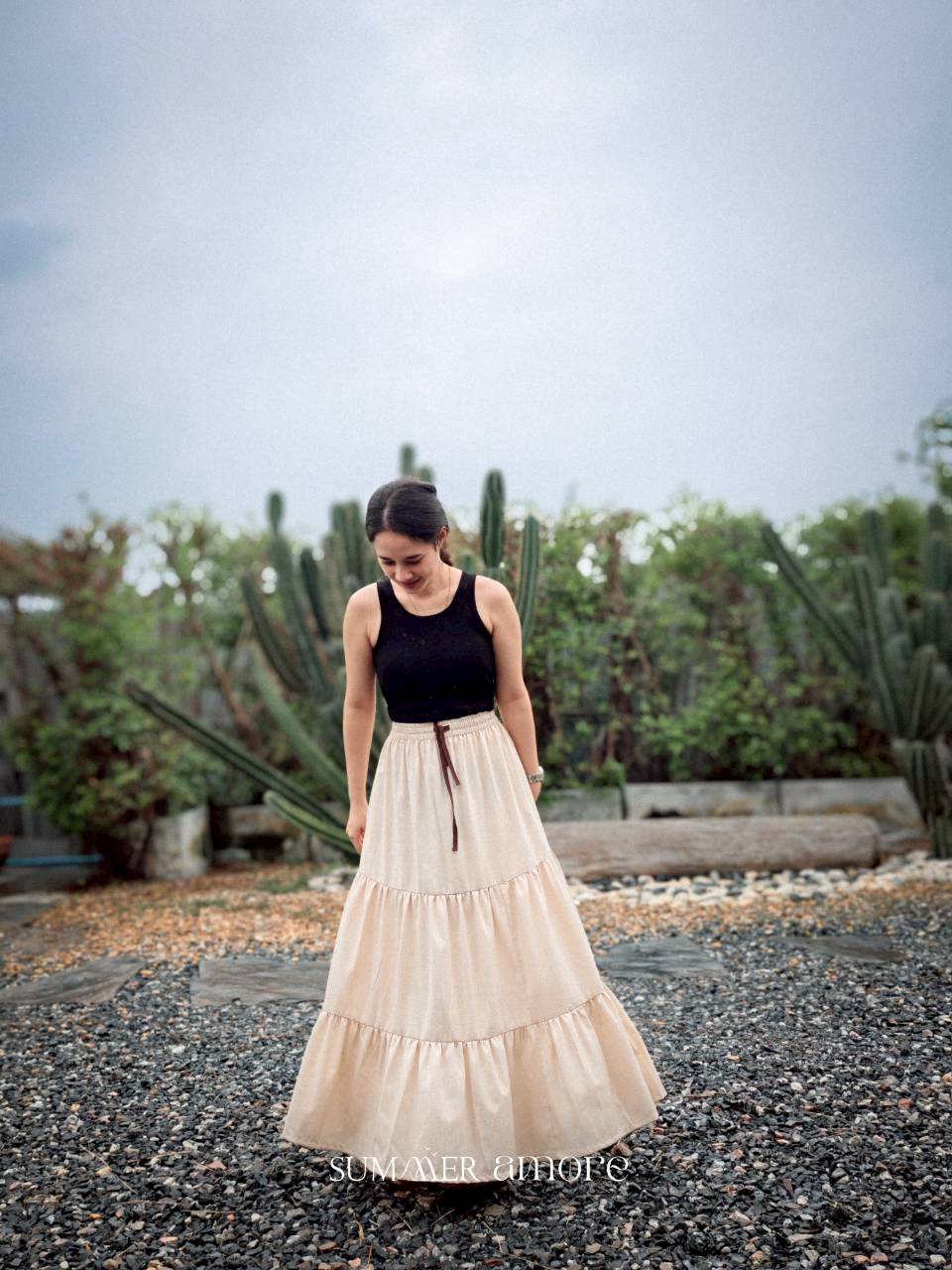 กระโปรง3ชั้น Delhi #26 - Linen Cream