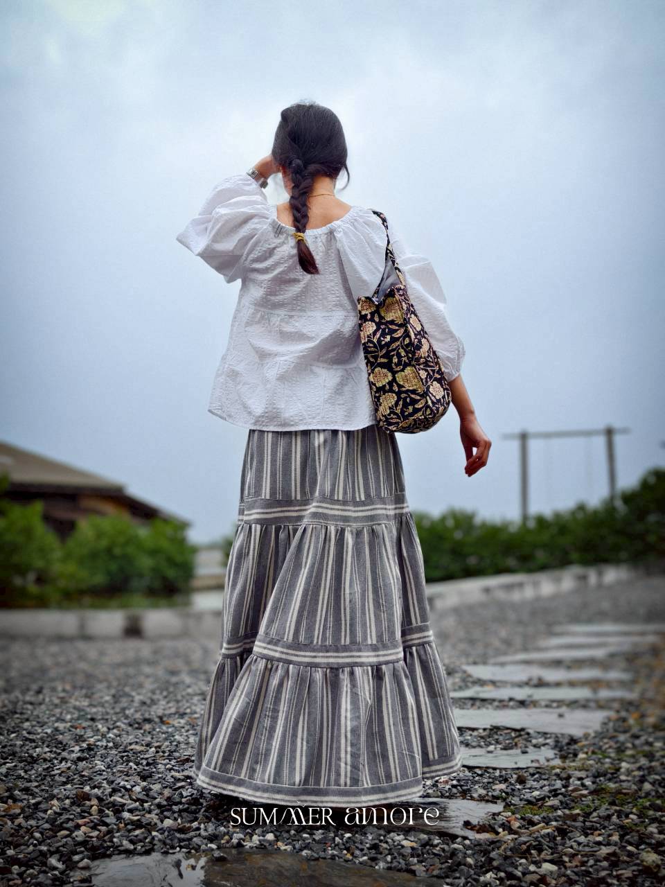 กระโปรง3ชั้น Delhi #23 - Linen Stripes