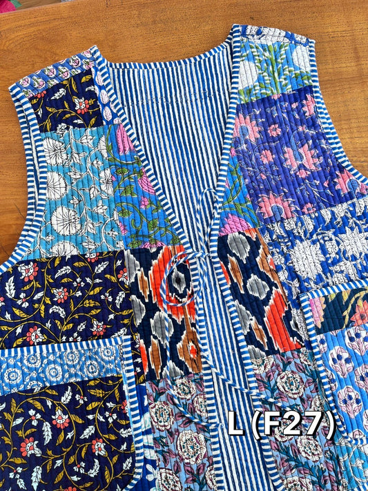 เสื้อกั๊ก ( Patchwork) Tata vest #น้ำเงิน LF-27