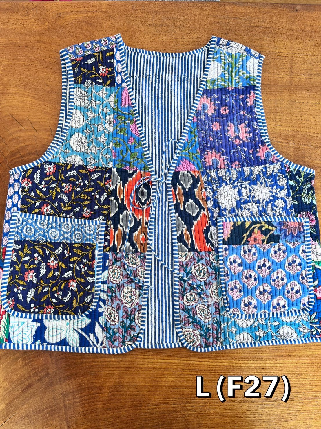 เสื้อกั๊ก ( Patchwork) Tata vest #น้ำเงิน LF-27