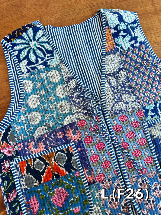 เสื้อกั๊ก ( Patchwork) Tata vest #น้ำเงิน LF-26