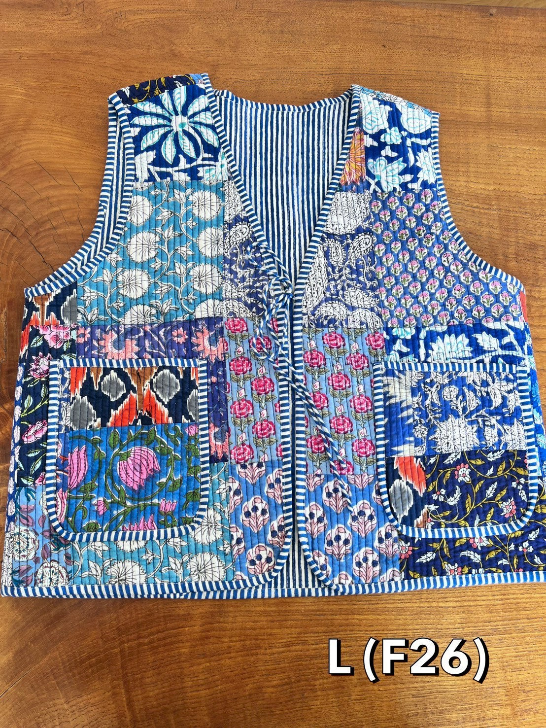 เสื้อกั๊ก ( Patchwork) Tata vest #น้ำเงิน LF-26