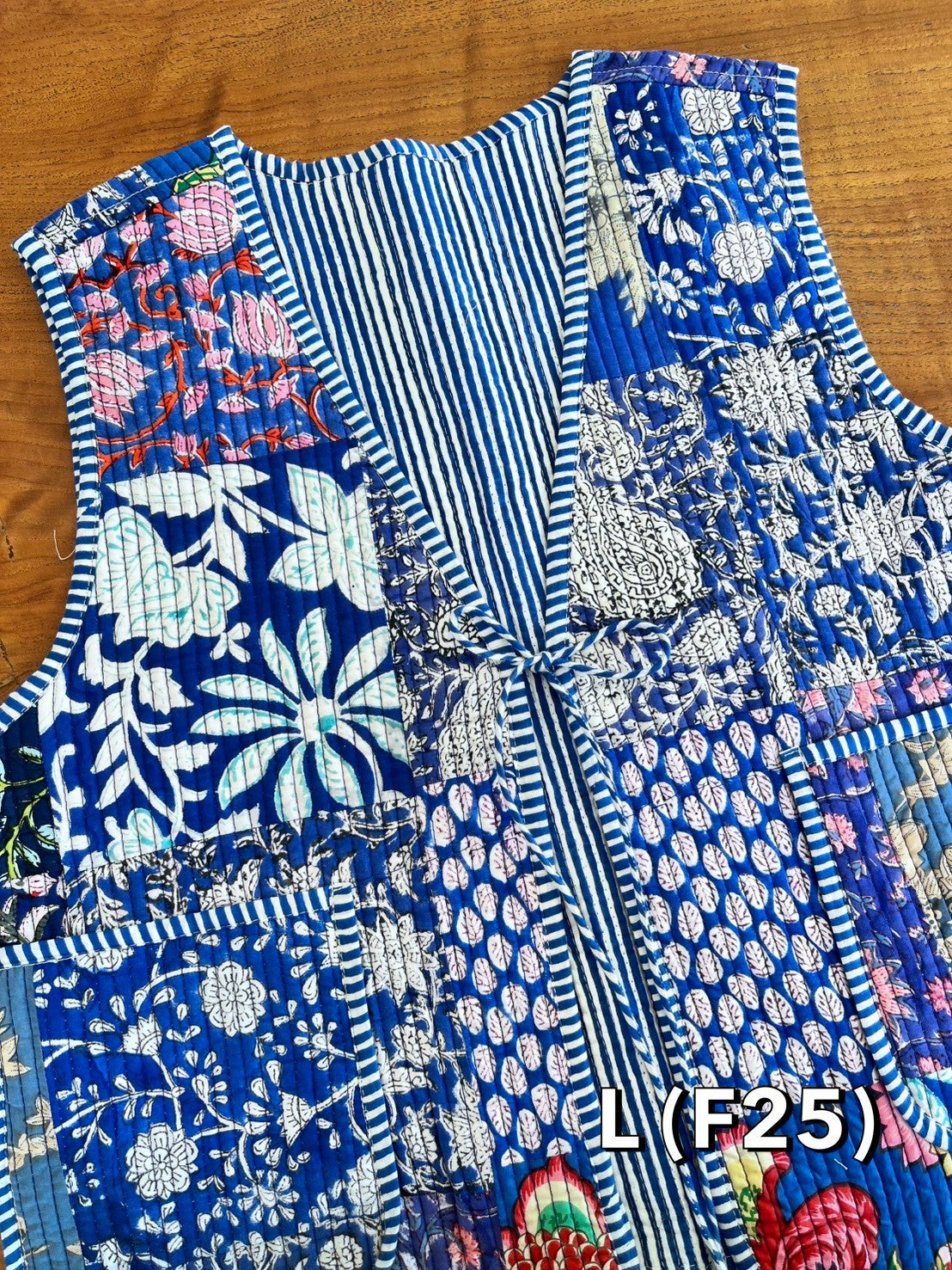 เสื้อกั๊ก ( Patchwork) Tata vest #น้ำเงิน LF-25