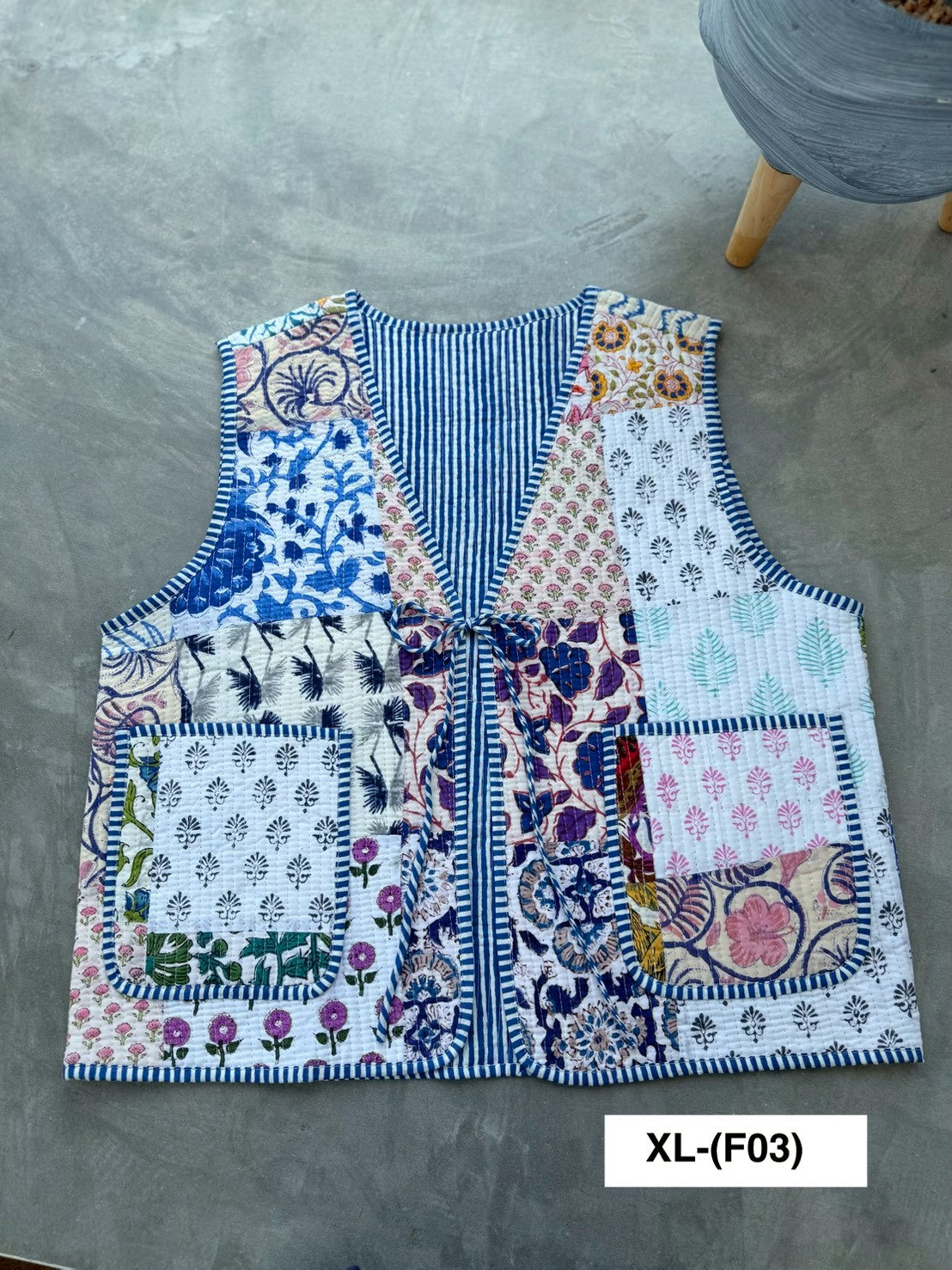 เสื้อกั๊ก ( Patchwork) Tata vest #ขาว XLF-03