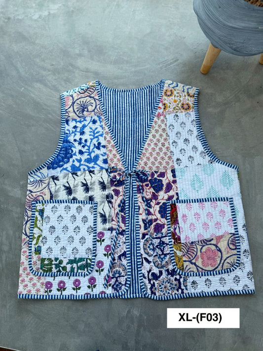 เสื้อกั๊ก ( Patchwork) Tata vest #ขาว XLF-03