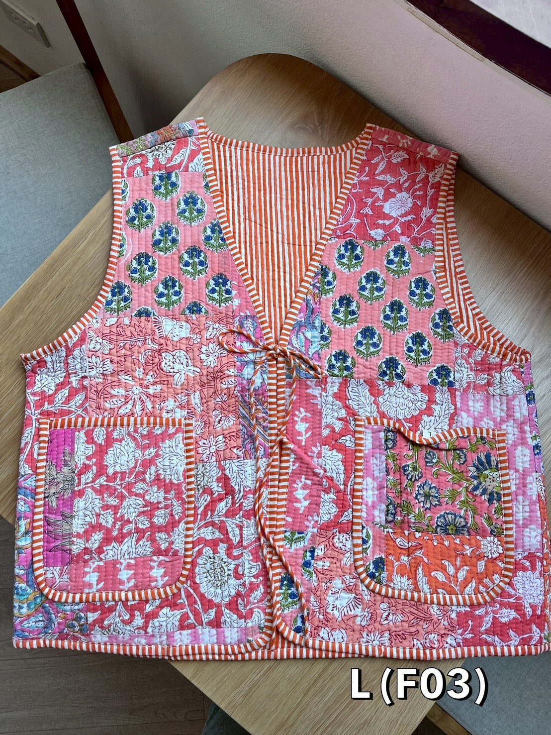 เสื้อกั๊ก ( Patchwork) Tata vest #ชมพู LF-03