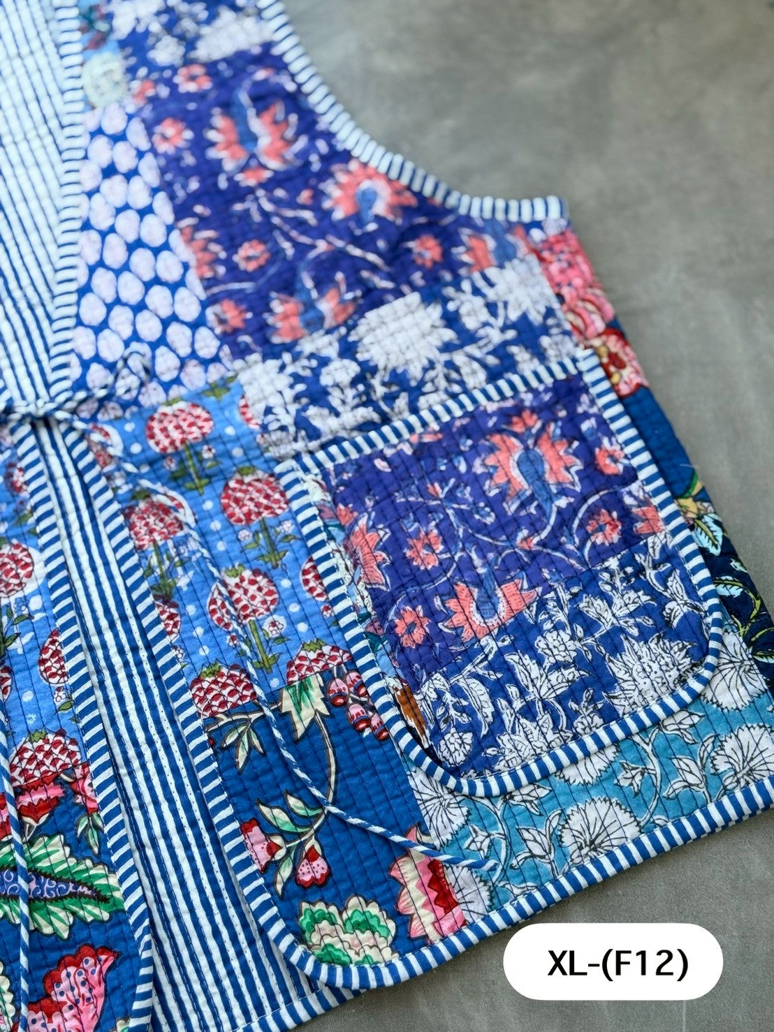 เสื้อกั๊ก ( Patchwork) Tata vest #น้ำเงิน XLF-12