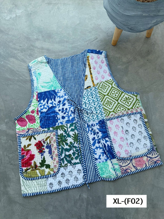 เสื้อกั๊ก ( Patchwork) Tata vest #ขาว XLF-02