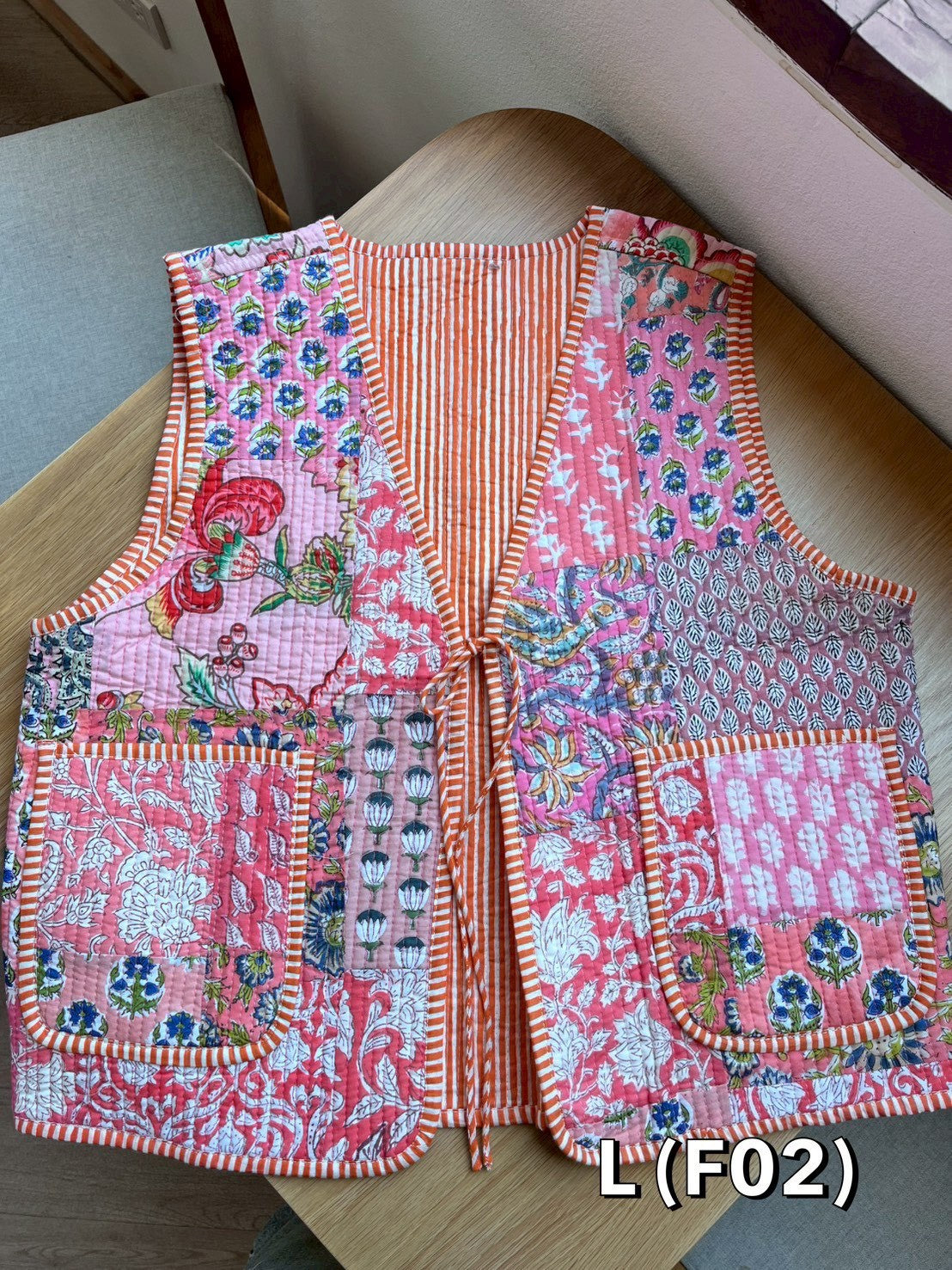เสื้อกั๊ก ( Patchwork) Tata vest #ชมพู LF-02
