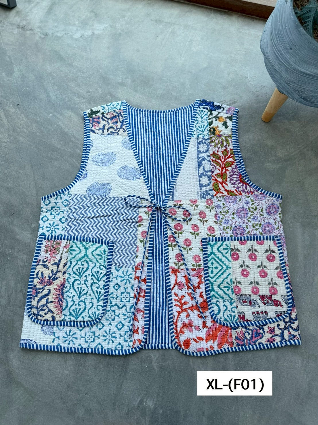 เสื้อกั๊ก ( Patchwork) Tata vest #ขาว XLF-01