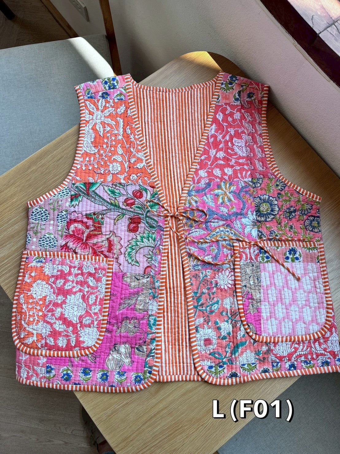 เสื้อกั๊ก ( Patchwork) Tata vest #ชมพู LF-01