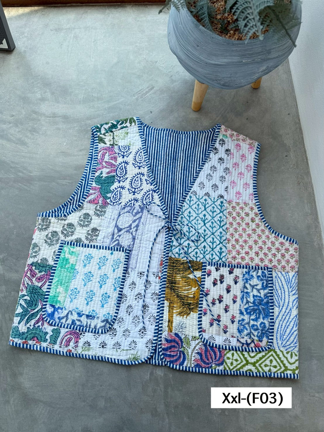 เสื้อกั๊ก ( Patchwork) Tata vest #ขาว XXLF-03