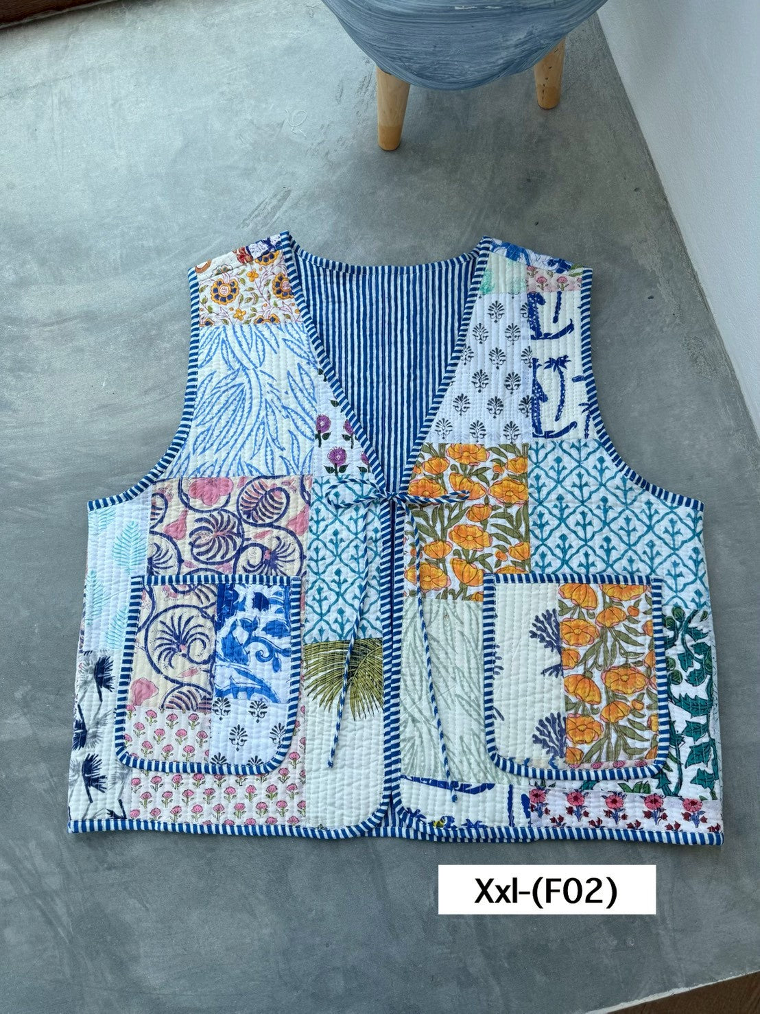 เสื้อกั๊ก ( Patchwork) Tata vest #ขาว XXLF-02