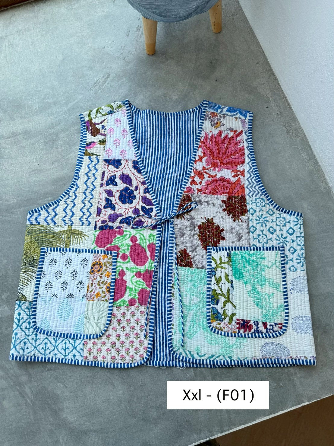 เสื้อกั๊ก ( Patchwork) Tata vest #ขาว XXLF-01