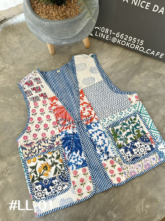 เสื้อกั๊ก ( Patchwork) Tata vest #ขาว LL-01